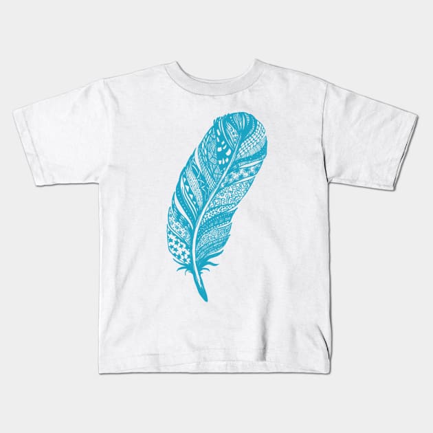 Zentangle Tribal Feather Drawing Kids T-Shirt by SWON Design